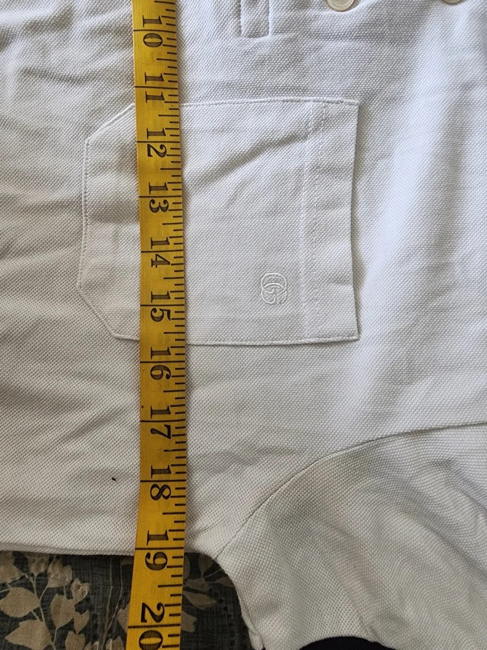 Gucci White Polo with Navy Collar and Red Stripes